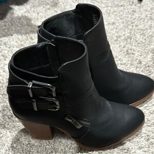Black Ankle Boots with Buckle Detail